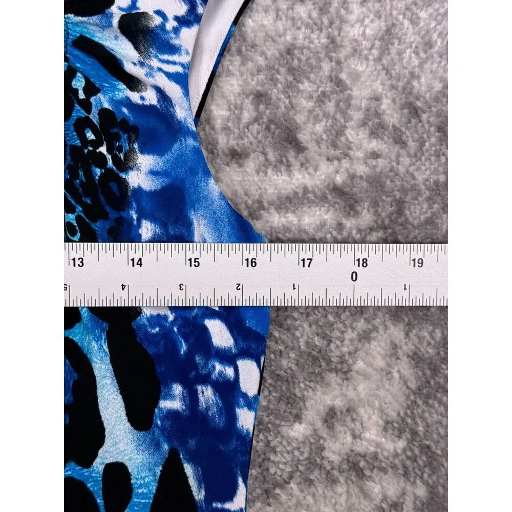 Cache Dress 12 Womens Blue Abstract Leopard Sheath Cocktail